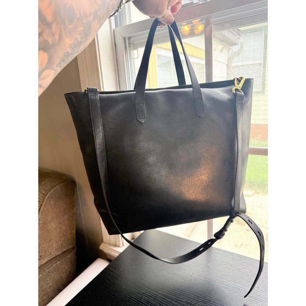 Madewell Black Leather Transport Tote Bag Crossbody Shoulder Purse